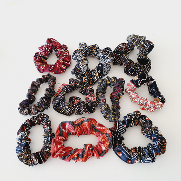 Pack of 10 handmade 100% cotton scrunchies by Elaine and Rhona Hickey