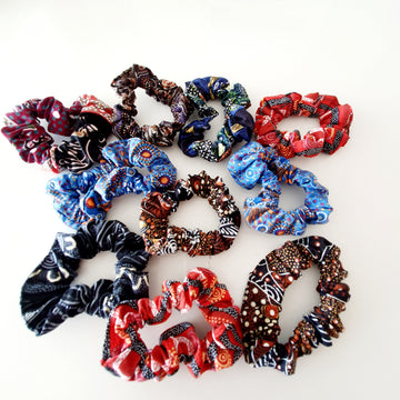 Pack of 10 Handmade 100% Cotton Scrunchies by Elaine and Rhonda Hickey