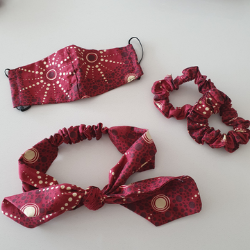 Kids Mask, headband and two scrunchies by Elaine and Rhonda Hickey
