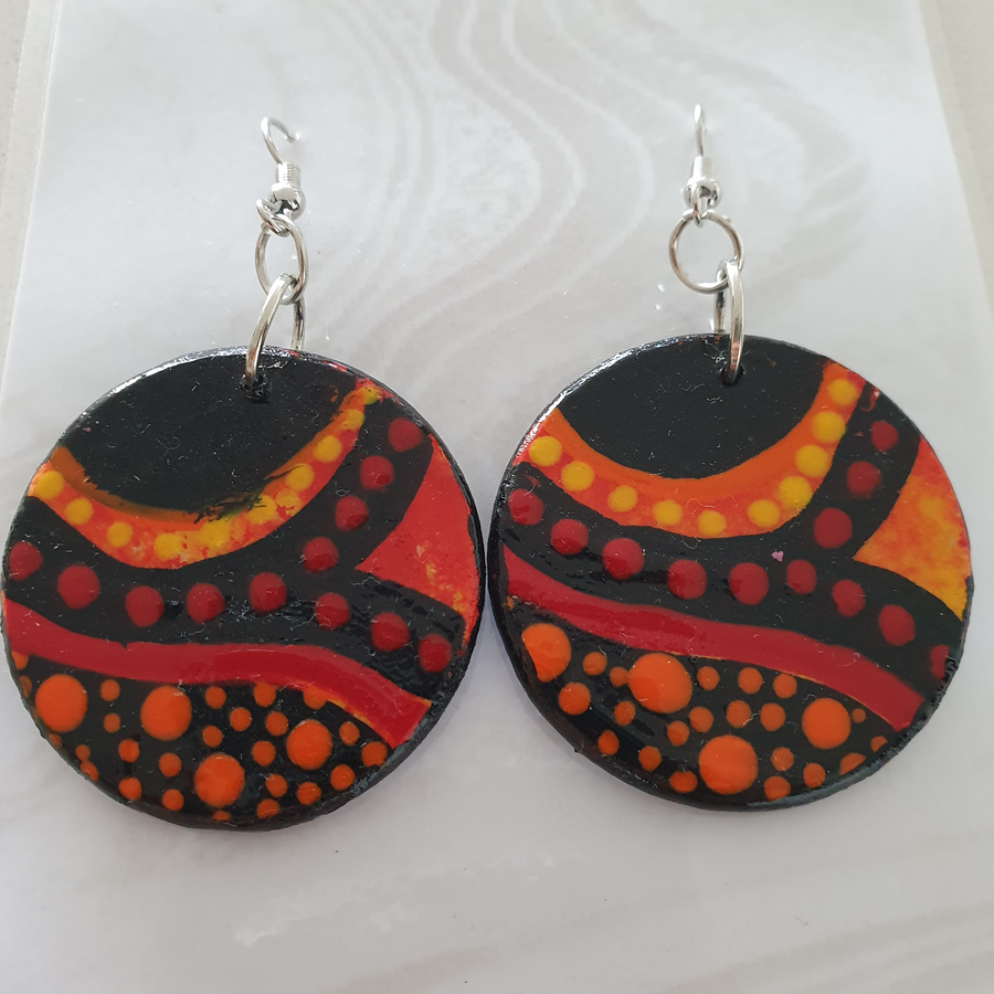 Hand Painted Indigenous Earrings by Kayelene Slater-Terry